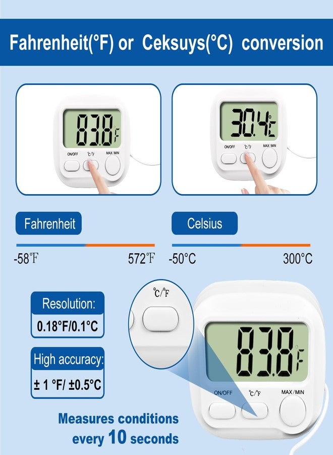 PAULTEMP Digital Aquarium Water Thermometer with Large LCD Screen, Measurement Range -58℉ to 572℉, Display ±1℉/±0.5℃, Fish Tank Decoration Accessories, Idea for Reptile, Aquatic, Tub, Refrigerator and Freezer - Image 4